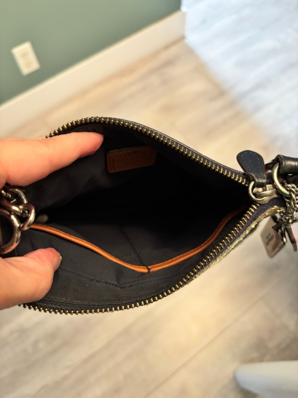 Coach Denim Crossbody Bag in Faded Blue with Black Trim - Picture 8 of 8